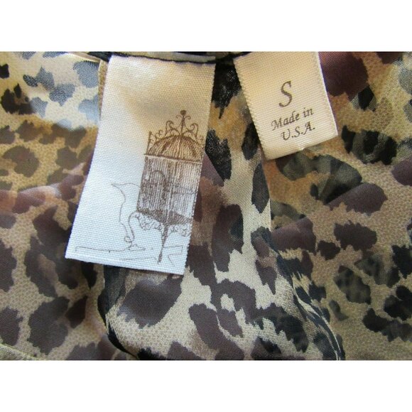 Francesca's Brown Black Animal Print Sheer 3/4 Sleeve Top S - Picture 5 of 5